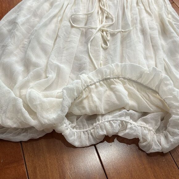 Robert Rodriguez White Silk Sleeveless Leather Floral Patels Accents Size 10 - Picture 4 of 8